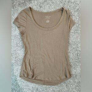 American Eagle Soft & Sexy Ribbed Light Brown Short Sleeve Tee - Size Small